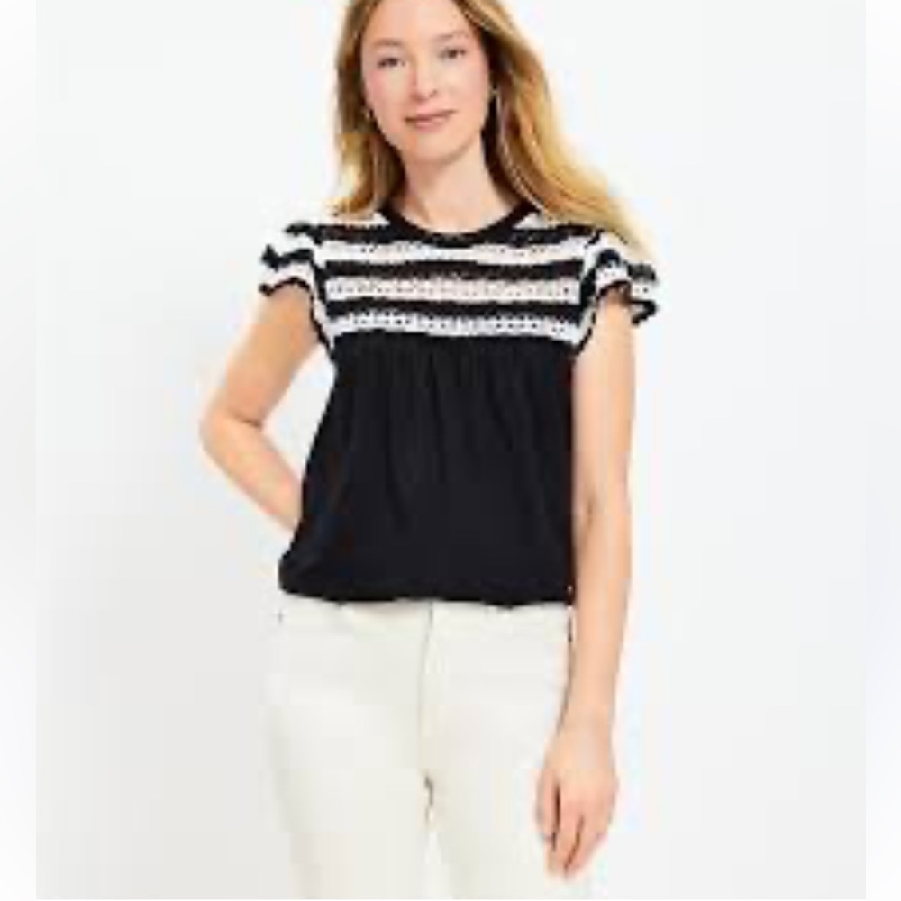 LOFT Crochet Flutter Sleeve Top